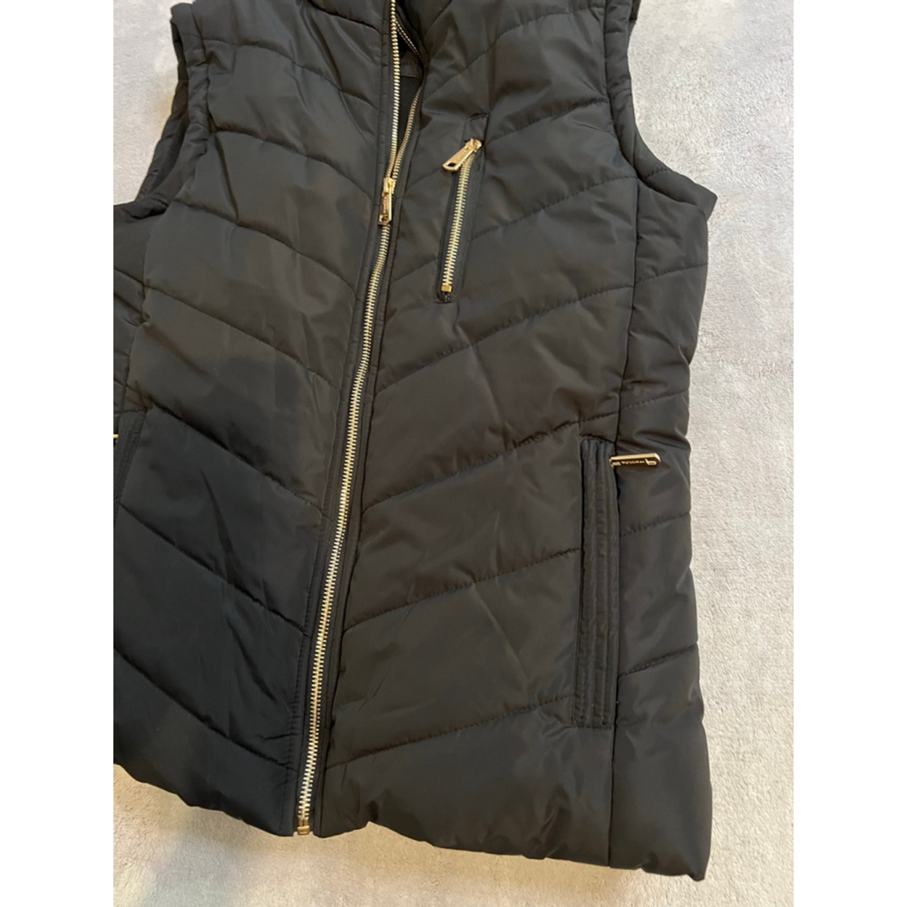 Women's Wantdo Black Puffer Vest with Gold Zippers M - Picture 3 of 11